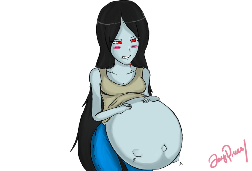 adventure_time belly big_belly bulge clothing female hair humanoid jaypisces marceline navel pregnant solo vampire