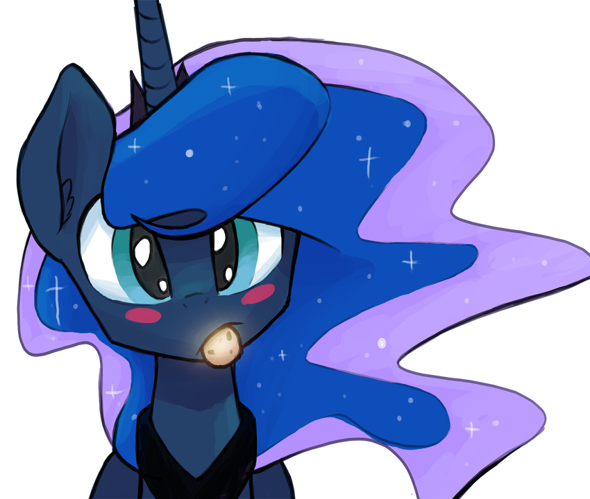 2014 alpha_channel blue_eyes blue_hir blush crown darkflame75 equine female friendship_is_magic glowing horn mammal my_little_pony necklace princess_luna_(mlp) solo sparkles transparent_backgtround winged_unicorn wings