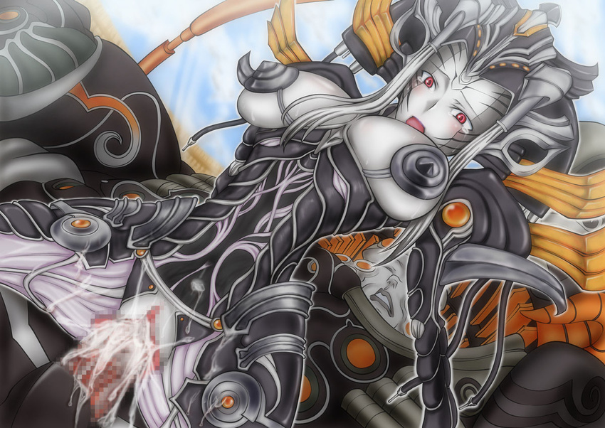 armor breasts cum cum_in_pussy grey_skin incest large_breasts miqol monster monster_girl mouth open penis pussy sex solo_focus tears tenzen_miyabi vaginal vanea xenoblade