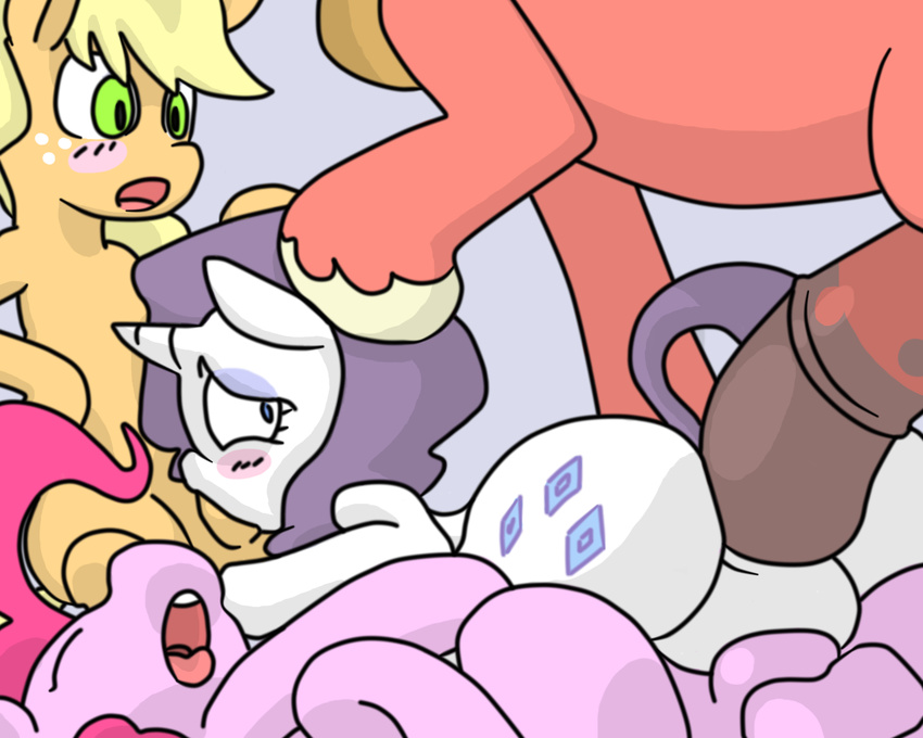 all_three_filled anal anal_penetration animal_genitalia anus applejack_(mlp) balls big_macintosh_(mlp) black_penis blonde_hair blue_background blue_hair blush cutie_mark dickgirl dickgirl_on_female double_penetration equine eyes_closed faceless_male fellatio female forced forced_oral foursome friendship_is_magic fur green_eyes group group_sex hair horse horsecock intersex intersex_on_female male mammal my_little_pony open_mouth oral orange_fur penetration penis pink_fur pink_hair pinkie_pie_(mlp) plain_background pony pussy rarity_(mlp) red_fur red_penis sex shtgnlbtmy simple_background straight teeth tongue tongue_out vaginal vaginal_penetration white_fur