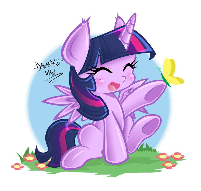 2015 alpha_channel arthropod butterfly cute danmakuman equine female flower friendship_is_magic grass hair hi_res horn insect mammal multicolored_hair my_little_pony plain_background plant purple_hair sitting solo transparent_background twilight_sparkle_(mlp) winged_unicorn wings