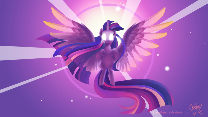 2014 equine female friendship_is_magic glowing glowing_eyes hair horn joellethenose mammal my_little_pony purple_hair solo spread_wings twilight_sparkle_(mlp) winged_unicorn wings