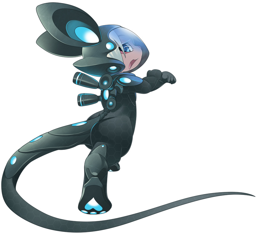 alpha_channel ambiguous_gender blue_eyes cyborg hair looking_at_viewer looking_back mammal mechanical mouse phation plain_background rodent rudragon transparent_background white_hair