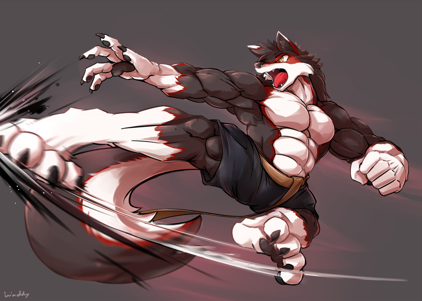 abs aestas_(character) anthro biceps canine male mammal muscles pecs waddledox wolf yellow_eyes