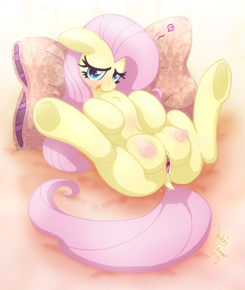 &lt;3 2015 anus areola big_breasts blush breasts dock equine erect_nipples female feral fluttershy_(mlp) friendship_is_magic fur hair joakaha mammal my_little_pony nipples pink_hair pussy smile solo teal_eyes teats underhoof yellow_fur