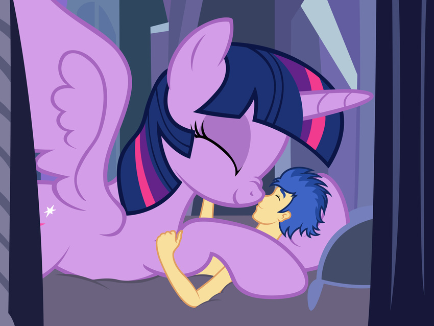 2014 badumsquish blue_hair cutie_mark duo equestria_girls equine eskimo_kiss eyes_closed female flash_sentry_(eg) friendship_is_magic hair horn lying male male/female mammal multicolored_hair my_little_pony nude nuzzle purple_hair size_difference twilight_sparkle_(mlp) two_tone_hair winged_unicorn wings