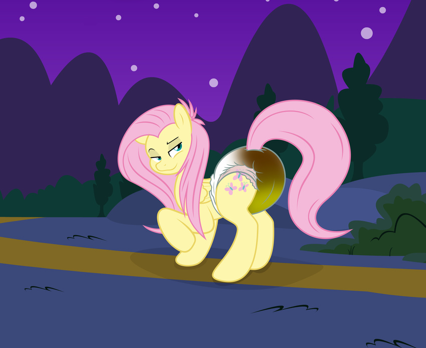 diaper feces feral fluttershy_(mlp) friendship_is_magic inviting my_little_pony night peeing scat smirk urine