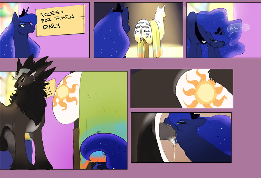 2015 balls comic cum cum_in_mouth cum_inside deep_throat fellatio female feral friendship_is_magic juba male male/female my_little_pony oral penis princess_luna_(mlp) rhen_(jelomaus) sex