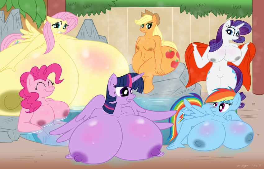 applejack_(mlp) areola big_breasts breasts female fluttershy_(mlp) friendship_is_magic group huge_breasts hyper hyper_breasts my_little_pony nipples rainbow_dash_(mlp) rarity_(mlp) twilight_sparkle_(mlp)