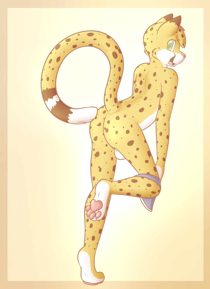 anthro balls butt cheetah darknader feline male mammal salmy solo undressing