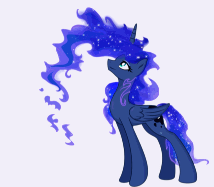 2015 animated blue_hair equine equum_amici female feral friendship_is_magic hair horn karol_pawlinski long_hair mammal my_little_pony plain_background princess_luna_(mlp) smile solo spier17 wet_hair white_background winged_unicorn wings