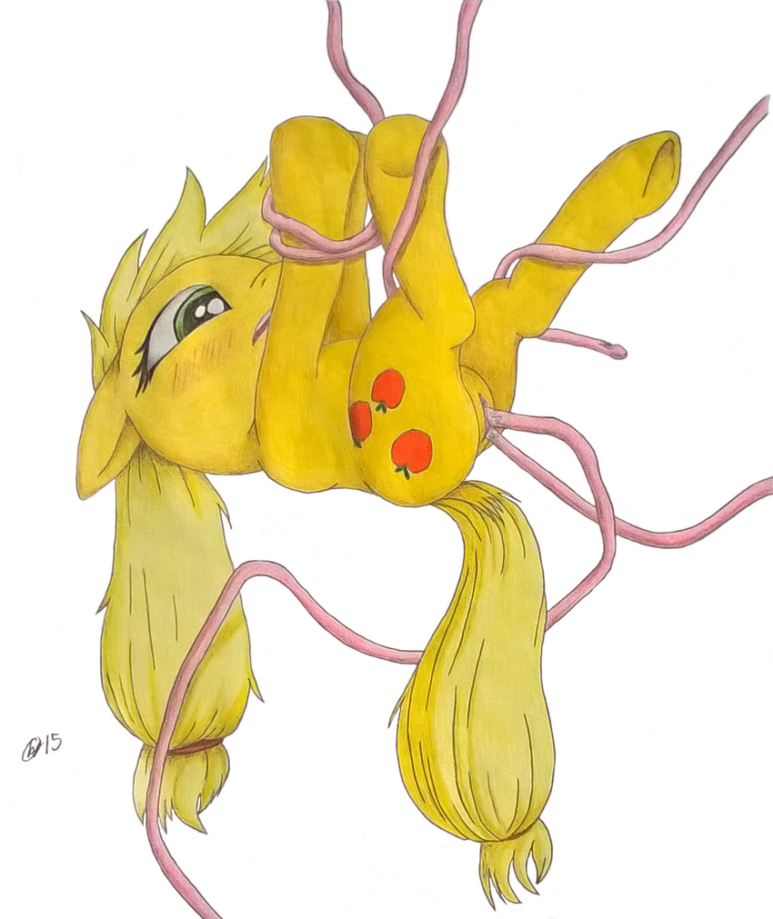 applejack_(mlp) charlescaw forced friendship_is_magic my_little_pony pornography pussy rape tentacles traditional_media_(artwork)