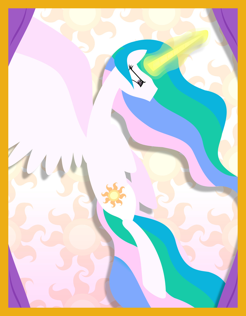 2015 absurd_res equine female feral friendship_is_magic hi_res horn mammal my_little_pony princess_celestia_(mlp) solo winged_unicorn wings zacatron94