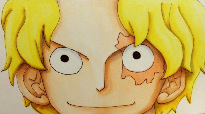 1boy blonde_hair close-up close_up highres male male_focus one_piece sabo_(one_piece) scar smile solo