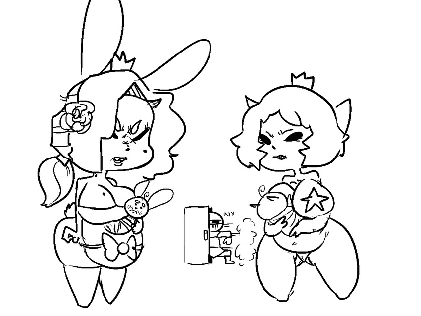 angry baby big_breasts breastfeeding breasts crown female goblin goblin_princess knight lagomorph male mammal milf mole_(marking) mother parent pasties pregnant princess rabbit rabbit_princess rolling_thunder royalty towergirls young