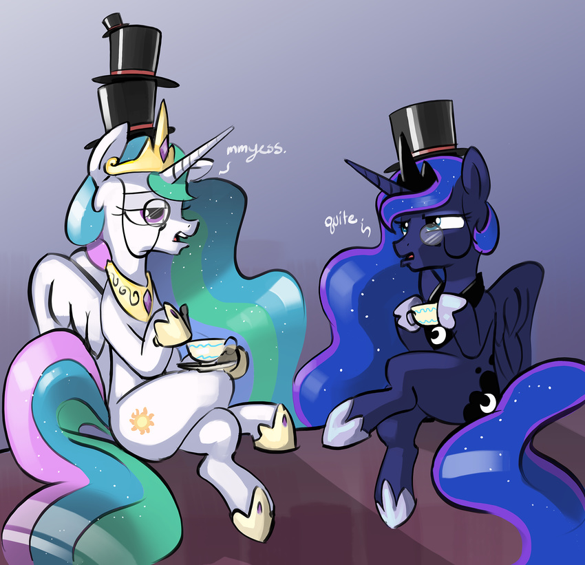 2015 dimfann equine female feral friendship_is_magic horn mammal my_little_pony princess_celestia_(mlp) princess_luna_(mlp) winged_unicorn wings