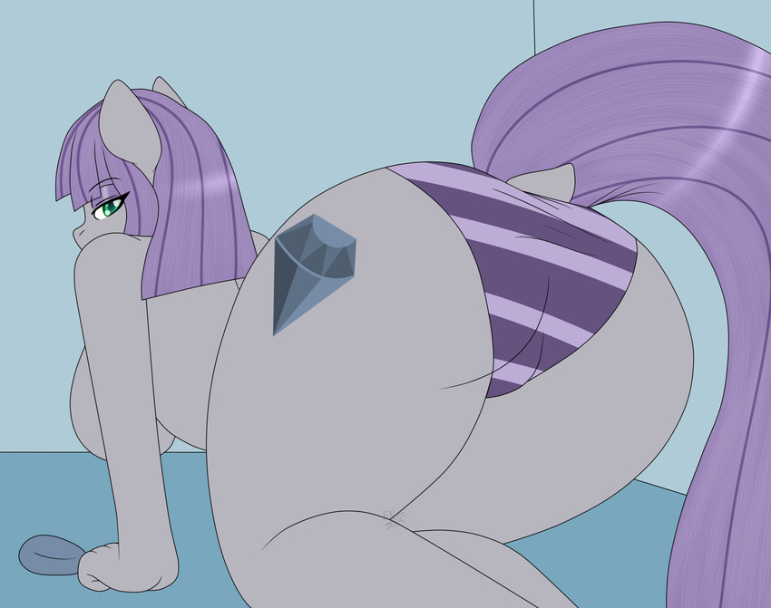 2015 anthro anthrofied big_breasts blue_eyes boulder_(mlp) breasts butt clothing cutie_mark earth_pony ensayne equine female friendship_is_magic fur grey_fur hair horse mammal maud_pie_(mlp) my_little_pony panties pony purple_hair side_boob solo underwear