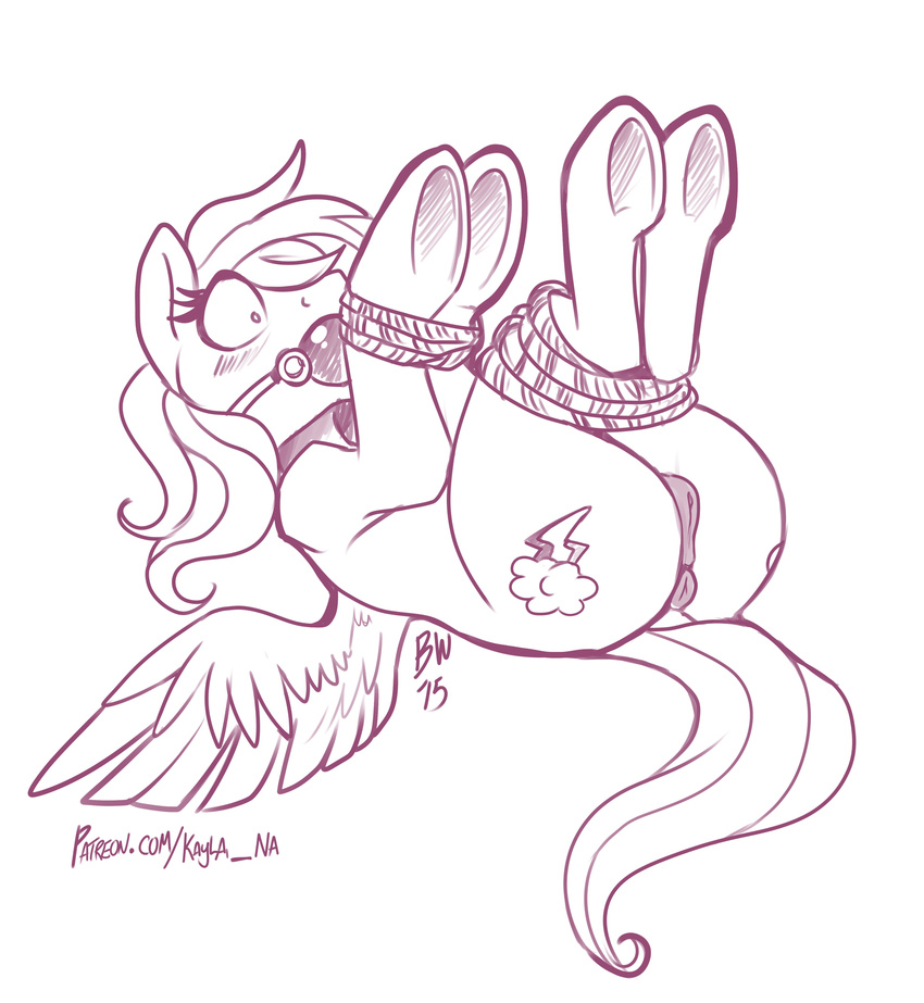 2015 anatomically_correct anatomically_correct_pussy animal_genitalia anus ball_gag bound butt equine equine_pussy female feral friendship_is_magic gag gagged kayla-na mammal my_little_pony pegasus puffy_anus pussy rainbow_dash_(mlp) solo wings