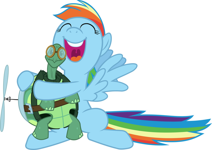 2015 absurd_res alpha_channel equine female feral friendship_is_magic happy hi_res hug magister39 male mammal my_little_pony pegasus rainbow_dash_(mlp) reptile scalie smile tank_(mlp) turtle wings