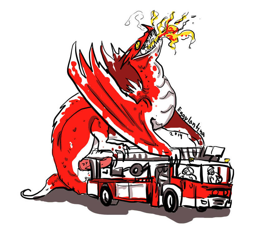 2014 being_watched dragon dragons_having_sex_with_cars eggplantina erection feral fire fire_breathing firetruck group horn human male mammal masturbation membranous_wings nude penis plain_background scalie solo_focus western_dragon white_background winds wings