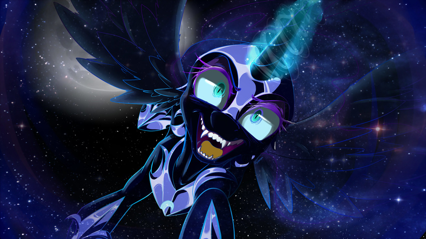 2015 equine fangs female feral friendship_is_magic hi_res horn looking_at_viewer mammal my_little_pony nightmare_moon_(mlp) solo vicse winged_unicorn wings