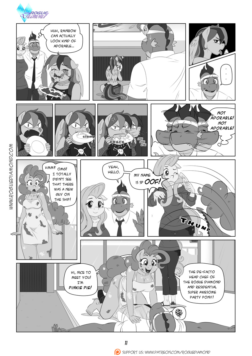 ... 2015 anthro anthrofied apron black_and_white cleavage clothed clothing comic dragon equine female fluttershy_(mlp) friendship_is_magic horse male mammal monochrome my_little_pony pegasus pia-sama pinkie_pie_(mlp) plate pony rainbow_dash_(mlp) spike_(mlp) wings