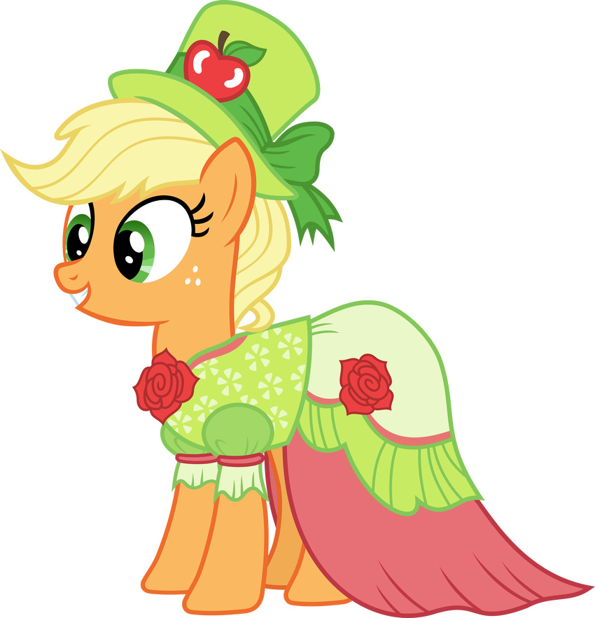 2015 absurd_res alpha_channel applejack_(mlp) blonde_hair clothing dress earth_pony equine female feral friendship_is_magic green_eyes hair hi_res horse magister39 mammal my_little_pony pony solo