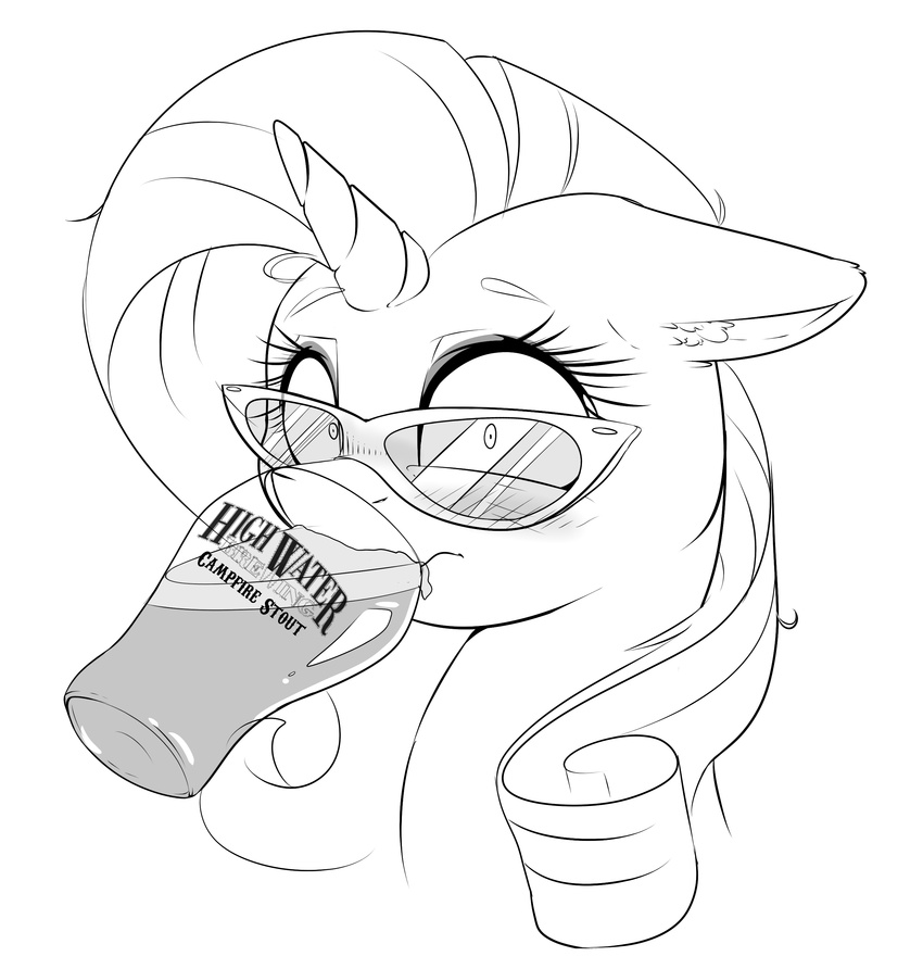 2014 alcohol beer beverage drinking equine female feral friendship_is_magic hi_res horn mammal my_little_pony rarity_(mlp) solo unicorn vicse