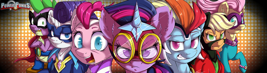 2015 absurd_res applejack_(mlp) blonde_hair blue_eyes blue_fur clothing costume dragon earth_pony english_text equine eyewear female feral fili-second_(mlp) fluttershy_(mlp) friendship_is_magic fur goggles green_eyes grin group hair half-closed_eyes hi_res horn horse humdrum_(mlp) long_hair looking_at_viewer male mammal mask masked_matter-horn_(mlp) mistress_mare-velous_(mlp) multicolored_hair my_little_pony open_mouth orange_fur pink_fur pink_hair pinkie_pie_(mlp) pony power_ponies_(mlp) purple_eyes purple_fur purple_hair radiance_(mlp) rainbow_dash_(mlp) rarity_(mlp) saddle_rager_(mlp) scalie smile spike_(mlp) teeth text twilight_sparkle_(mlp) unicorn vicse white_fur yellow_fur zapp_(mlp)