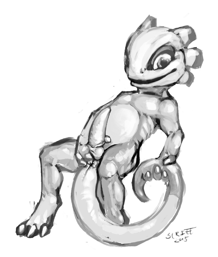 2015 anthro anus balls chameleon claws erection hi_res horn lizard looking_at_viewer male nude open_mouth penis plain_background presenting reptile scales scalie scritt smile solo spread_legs spreading video_games yooka yooka-laylee