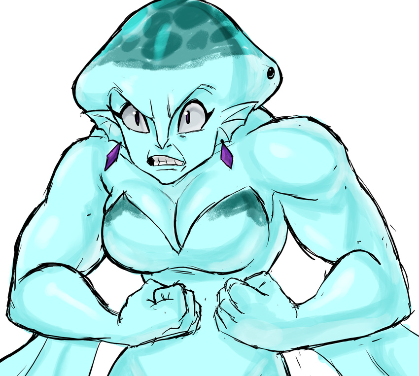 big_breasts breasts cleavage clothed clothing ear_piercing female fish flexing humanoid hyrule_warriors marine muscles muscular_female nintendo piercing princess princess_ruto royalty the_legend_of_zelda video_games zora