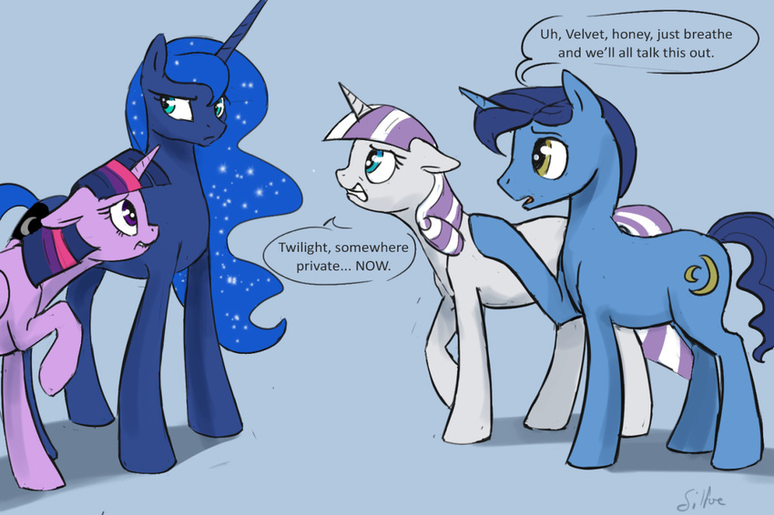 2015 english_text equine female feral friendship_is_magic group horn male mammal my_little_pony night_light_(mlp) princess_luna_(mlp) silfoe text twilight_sparkle_(mlp) twilight_velvet_(mlp) unicorn winged_unicorn wings