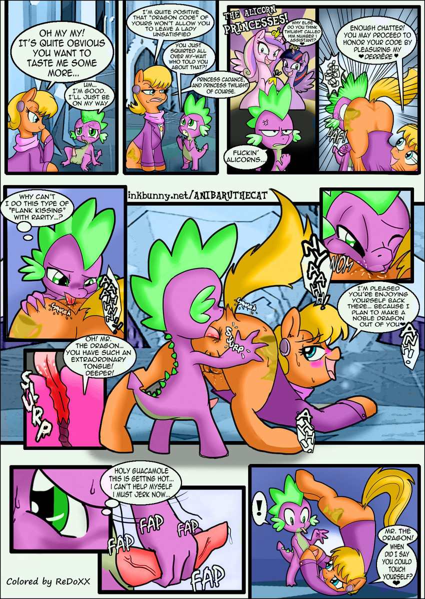 ! anal anibaruthecat anus butt clothing colored comic cub dragon earth_pony english_text equine female feral friendship_is_magic hair horn horse male male/female mammal ms_harshwhinny_(mlp) multicolored_hair my_little_pony one_eye_closed open_mouth oral penis pony princess_cadance_(mlp) pussy pussy_juice redoxx rimming scalie sex spike_(mlp) sweat text tongue tongue_out twilight_sparkle_(mlp) vein winged_unicorn wings young