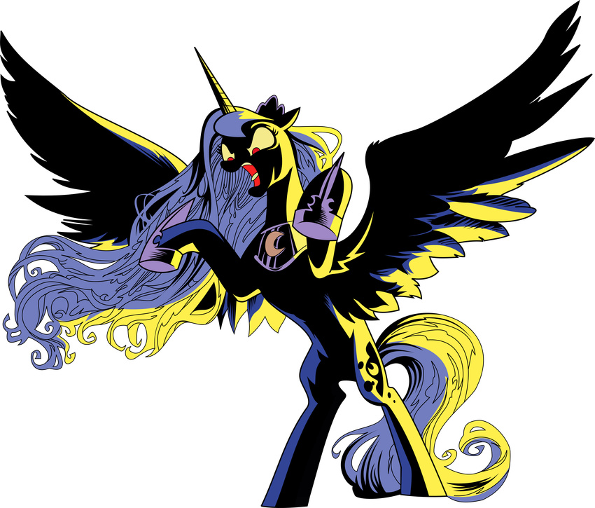 absurd_res alpha_channel angry brunursus equine female feral friendship_is_magic hi_res horn mammal my_little_pony princess_luna_(mlp) solo winged_unicorn wings