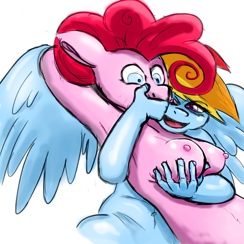 breasts friendship_is_magic from_behind hug my_little_pony pinkie_pie_(mlp) rainbow_dash_(mlp) tria_(artist)