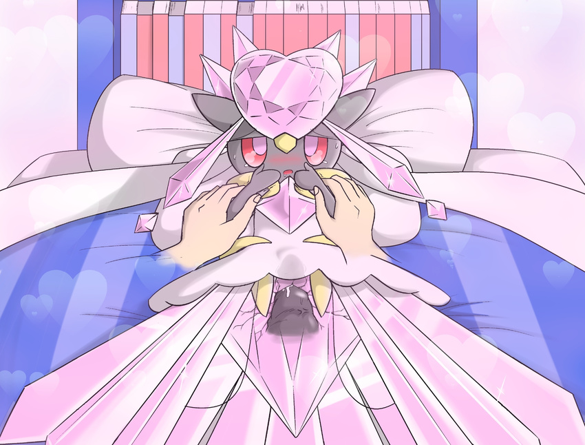 24651 bed blush clothed clothing crystalline_penetration diancie disembodied_hand disembodied_penis drooling female first_person_view internal interspecies looking_at_viewer lying male male/female male_pov mega_diancie mega_evolution nintendo on_back penetration penis pok&eacute;mon pok&eacute;philia saliva sex sweat vaginal vaginal_penetration video_games