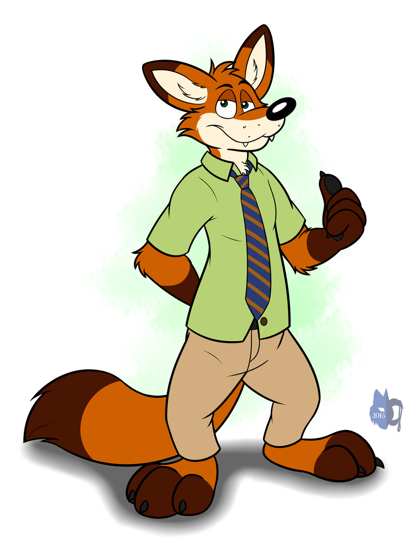 2015 bleuxwolf canine clothing disney fox male mammal necktie nick_wilde pants shirt zootopia
