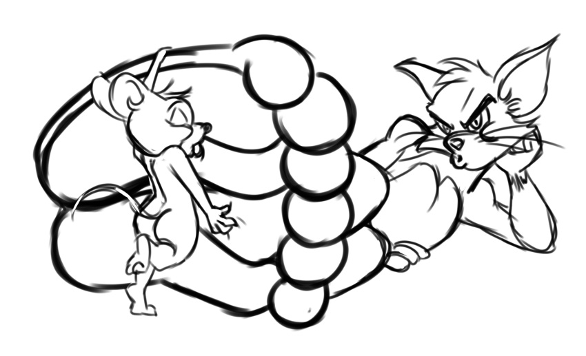 2_toes 3_toes annoyed anthro domestic_cat duo feet felid feline felis foot_fetish foot_lick foot_play hi_res licking male male/male mammal metro-goldwyn-mayer mouse murid murine plantigrade rodent sketch soles toe_curl toes tom_and_jerry tongue tongue_out zp92
