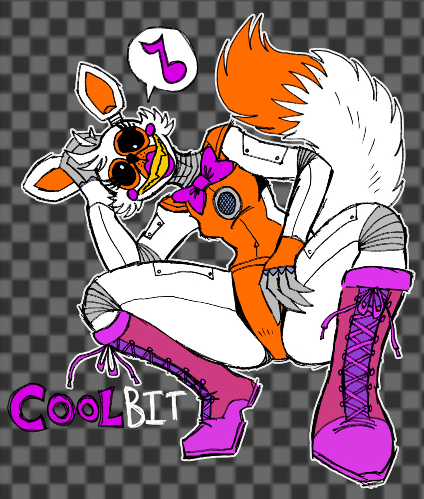 animatronic anthro boots boots_only bow_tie canid canine clothing female five_nights_at_freddy's five_nights_at_freddy's_world footwear footwear_only fox hi_res lolbit_(fnaf) machine mammal mostly_nude robot scottgames shoes shoes_only sister_location solo teeth wootmaster yellow_teeth