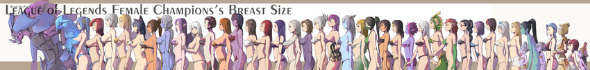 absurdres ahri akali anivia annie_hastur ashe_(league_of_legends) ass black_hair blonde_hair breasts bust_chart caitlyn_(league_of_legends) cassiopeia_du_couteau dark_skin diana_(league_of_legends) elise_(league_of_legends) emilia_leblanc evelynn fiora_laurent flat_chest grin highres huge_breasts incredibly_absurdres irelia janna_windforce jinx_(league_of_legends) kalista karma_(league_of_legends) katarina_du_couteau kayle large_breasts league_of_legends leona_(league_of_legends) lissandra long_hair long_image looking_at_viewer lulu_(league_of_legends) luxanna_crownguard morgana multiple_girls nami_(league_of_legends) nidalee orianna_reveck pandea_work poppy quinn rek'sai riven_(league_of_legends) sarah_fortune sejuani shauna_vayne shyvana sideboob simple_background sivir small_breasts smile sona_buvelle soraka syndra tristana underboob very_long_hair vi_(league_of_legends) white_background wide_image zyra