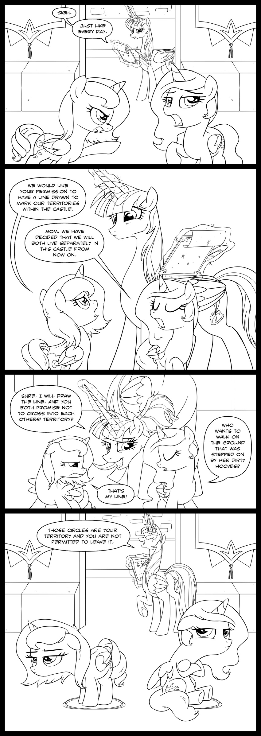 circle comic equine female friendship_is_magic good_parenting horn lauren_faust_(character) mammal my_little_pony princess_celestia_(mlp) princess_luna_(mlp) sketchyjackie tan575 winged_unicorn wings young