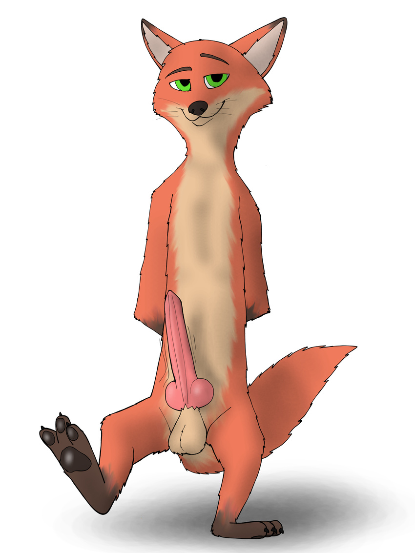 absurd_res animal_genitalia balls canine canine_penis character_from_animated_feature_film disney erection fox hi_res knot male mammal nick_wilde penis ryan_kyojiri_(artist) solo zootopia