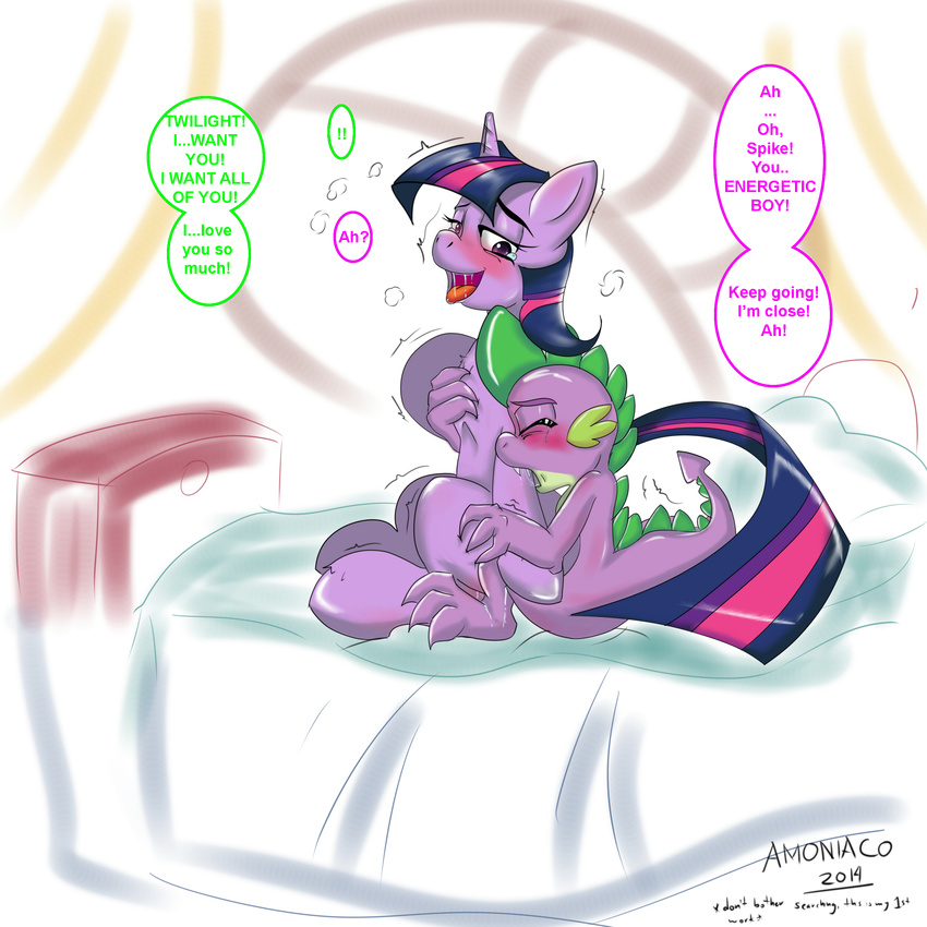 2014 amoniaco dialogue dragon english_text equine female feral friendship_is_magic horn male mammal my_little_pony penetration sex spike_(mlp) text twilight_sparkle_(mlp) unicorn