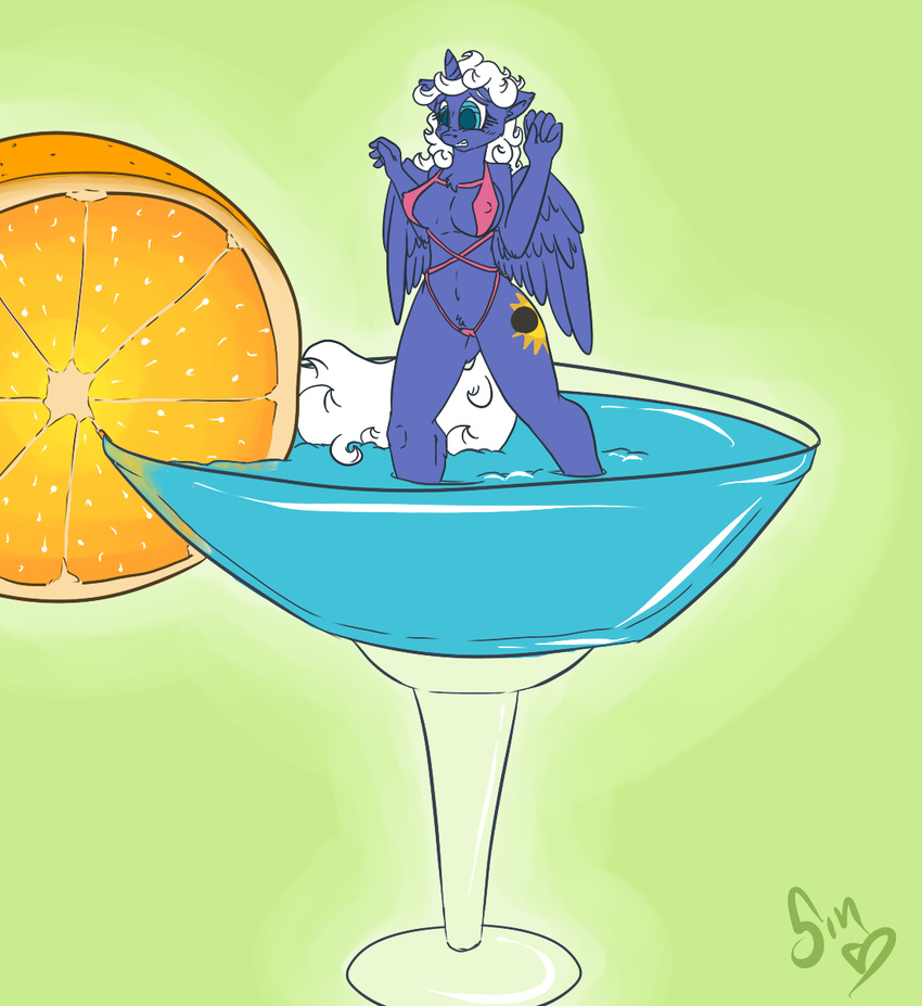 alcohol anthro beverage bikini clothing cocktail drink equine fairy_dancer female friendship_is_magic horn invalid_color mammal micro my_little_pony poisindoodles solo swimsuit winged_unicorn wings