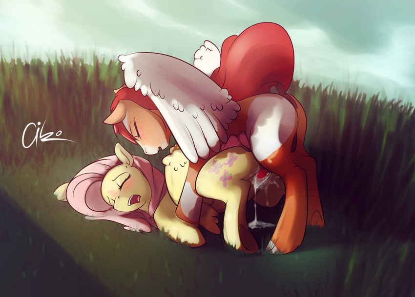 2015 aiko_stable balls blush cum cum_in_pussy cum_inside duo equine eyes_closed female feral fluttershy_(mlp) friendship_is_magic male male/female mammal my_little_pony orgasm pegasus penetration penis pussy vaginal wings