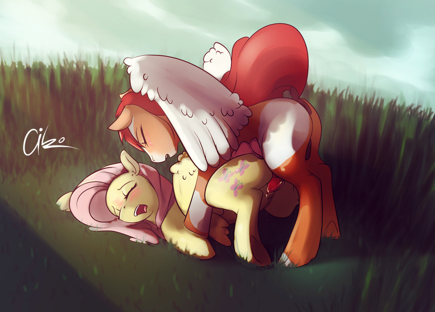 2015 aiko_stable balls blush duo equine eyes_closed female feral fluttershy_(mlp) friendship_is_magic male male/female mammal my_little_pony pegasus penetration penis pussy vaginal wings