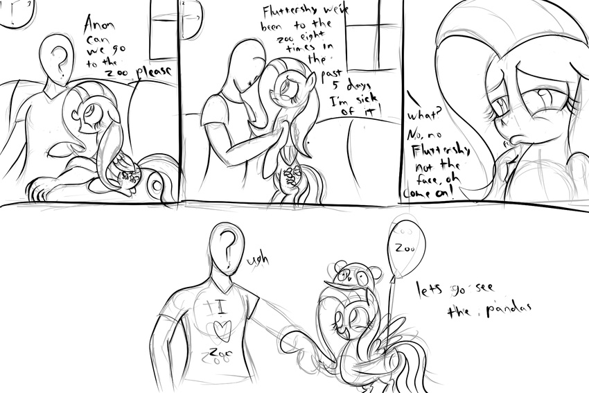 comic duo english_text equine female feral fluttershy_(mlp) friendship_is_magic frikdikulous horse human male mammal monochrome my_little_pony pegasus pony text wings