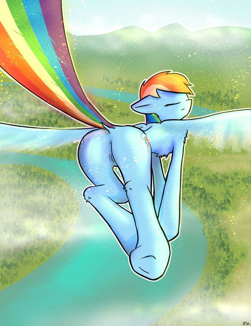 anus distoorted equine female friendship_is_magic hair horse mammal multicolored_hair my_little_pony pegasus pony pussy rainbow_dash_(mlp) solo wings
