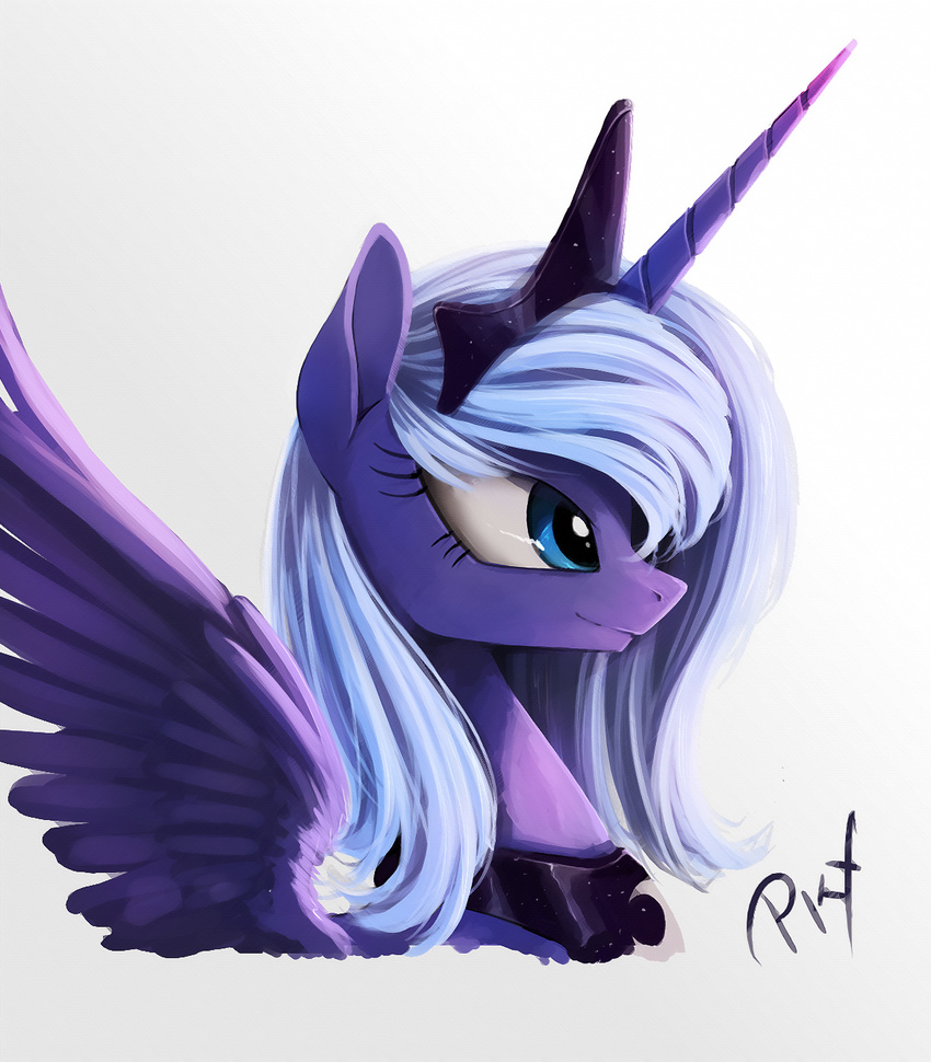 2015 blue_eyes blue_hair crown equine female friendship_is_magic hair horn mammal my_little_pony neckalce ponykillerx portrait princess_luna_(mlp) solo winged_unicorn wings