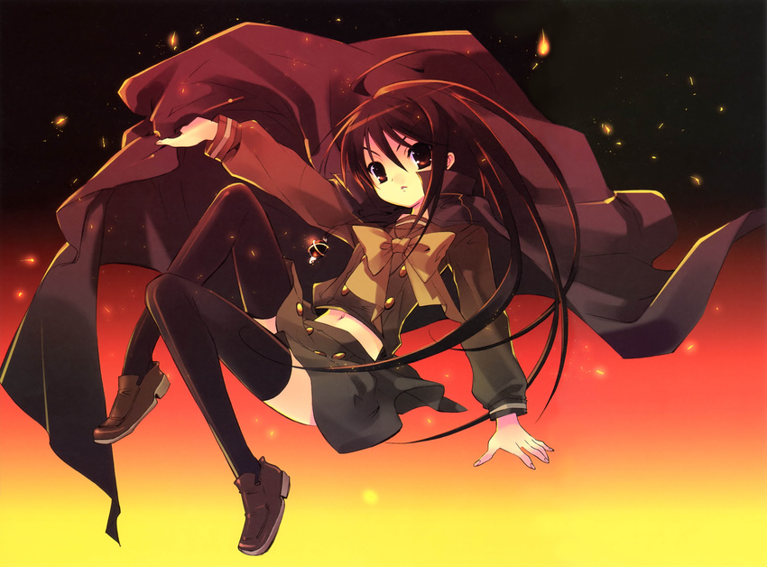 itou_noiji necklace red scan seifuku shakugan_no_shana shana thigh-highs